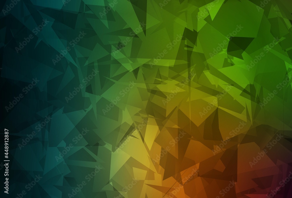 Obraz premium Dark Green, Red vector backdrop with polygonal shapes.