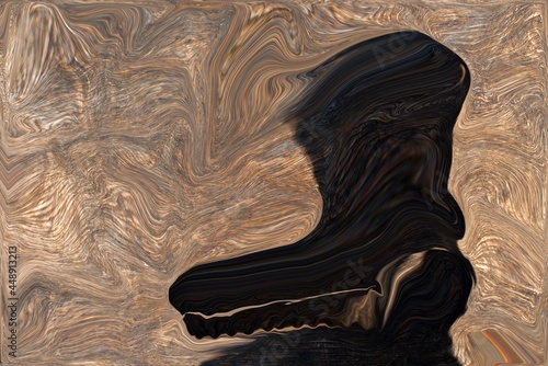 Black Shadow Boots Abstract Brown Marble Wave Pattern Background
