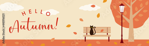 vector background with autumn landscape in the park for banners, cards, flyers, social media wallpapers, etc.
