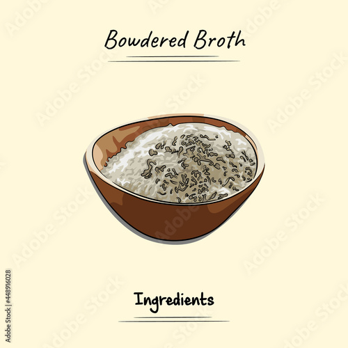 Powdered Broth Illustration Sketch And Vector Style. Good to use for restaurant menu, Recipe book and food ingredients concept.