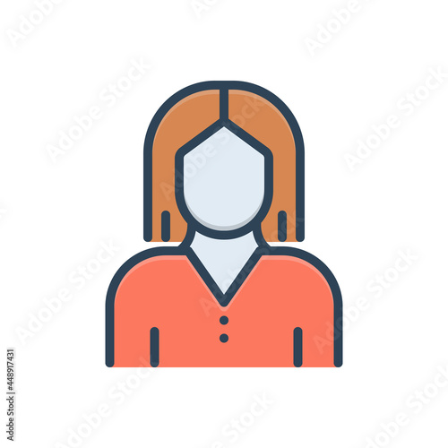 Color illustration icon for female 