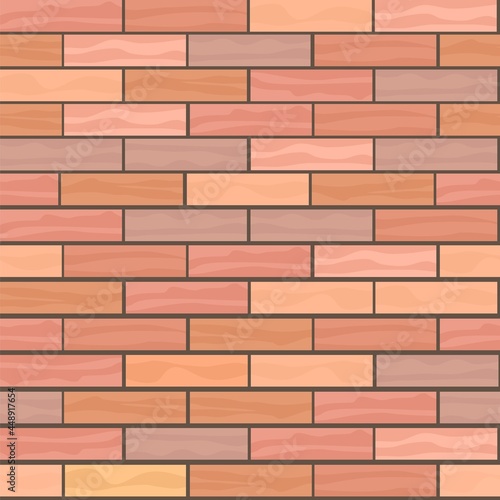 Red brick wall. Seamless pattern illustration. Flat style. Background image vector