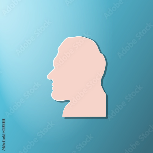 Acromegalia, acromegaly. Neuroendocrine disease. Pituitary gland disease. Man face silhouette isolated. Vector illustration. EPS10. photo