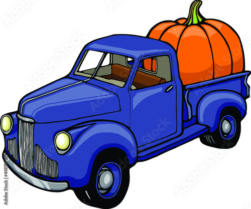 purple 1940s autumn truck | jumbo pumpkin