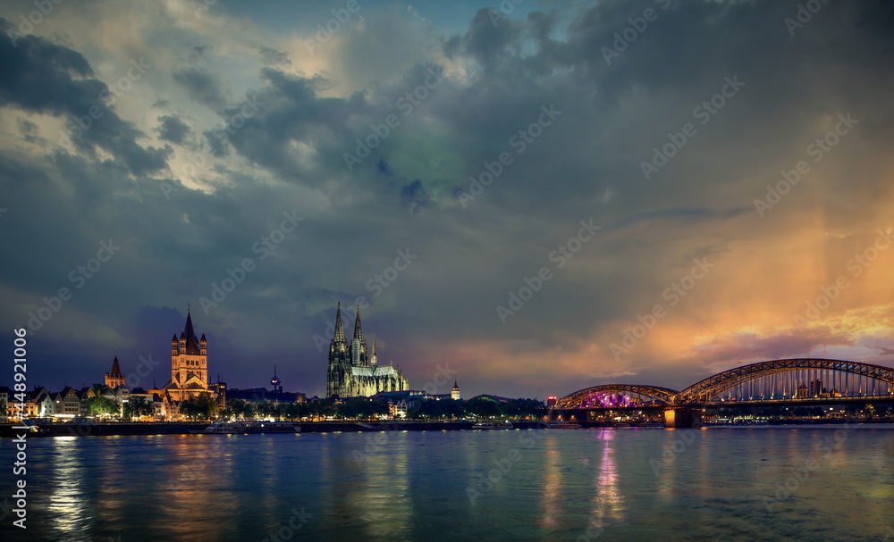Skyline of Cologne by Evening