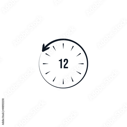 12 hours icon thin line icon stock illustration.