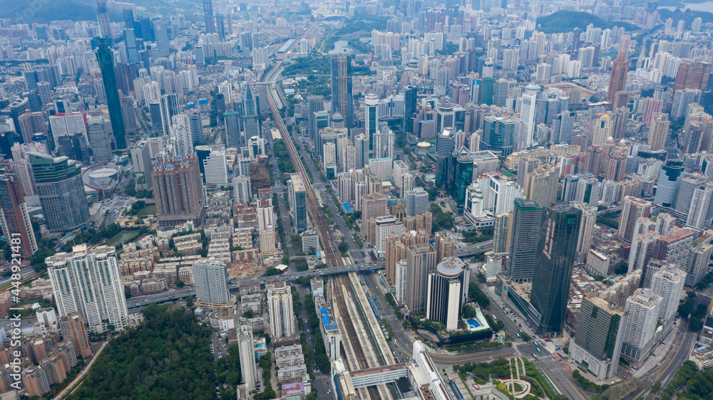 2021 Aug 01,Shenzhen.Aerial View of  Shenzhen, China.