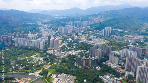 Tableau sur toile 2021 Aug 1,Hong Kong.Aerial view of Sheung Shui District .