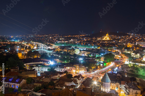 Georgia. Panorama of the night city of Tbilisi.