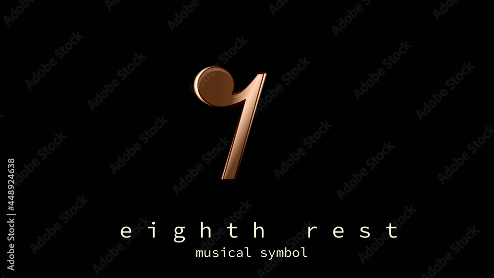 Notation. An EIGHTH NOTE or a QUAVER. Musical writing symbol. Illustration of element isolated, ocher tones and design effects. Theory, solfège, music education. A stylish card with reference to art. - obrazy, fototapety, plakaty 