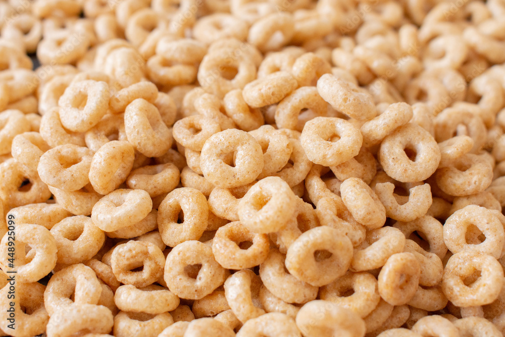 Breakfast cereal in the form of rings. Breakfast cereal in the form of rings.