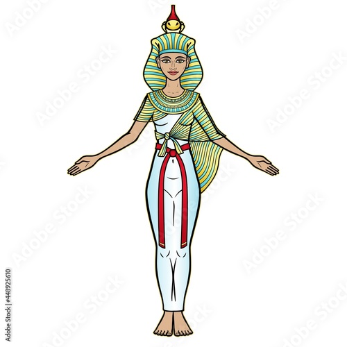 Animation color portrait Ancient Egyptian goddess Selket. Lord of  scorpions and defender of the dead. Vector illustration isolated on a white background. 