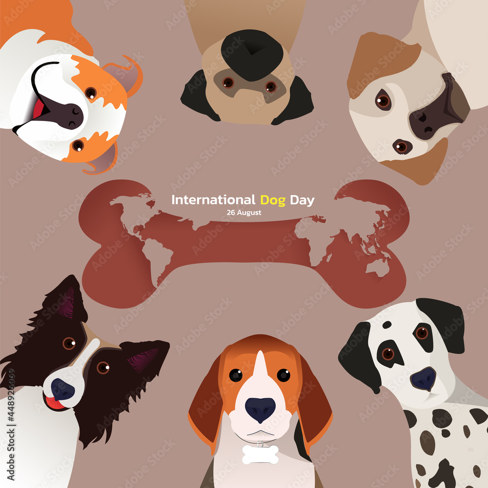 Obraz premium Happy National Dog Day 26 August. National Dog Day Vector Illustration. Great for card, Banner and emblem.