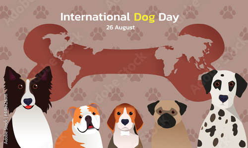 Fototapeta Naklejka Na Ścianę i Meble -  Happy National Dog Day 26 August. National Dog Day Vector Illustration. Great for card, Banner and emblem.