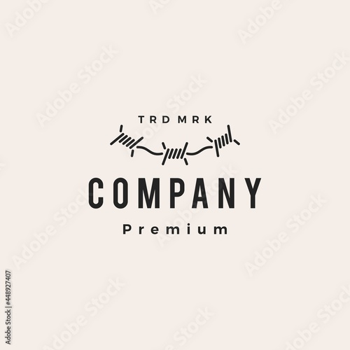barbed wire hipster vintage logo vector icon illustration