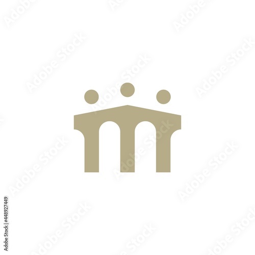 people bridge group three 3 community family connection team work construction logo vector icon illustration