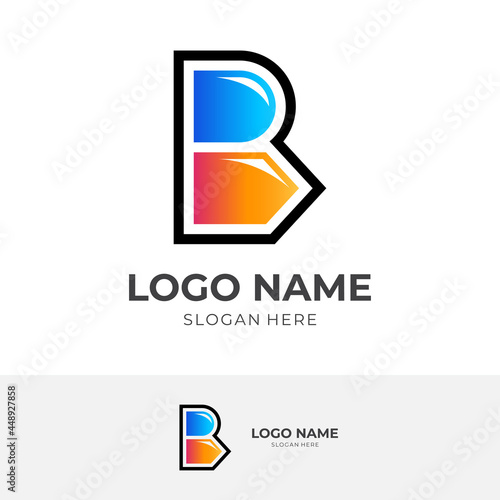 letter B logo design with flat style blue and orange color style Free Download letter B logo design with flat style blue and orange color style - GFXLoad