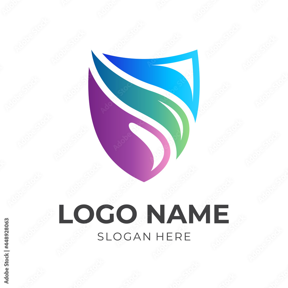 modern shield logo concept with flat colorful style modern shield logo concept with flat colorful style