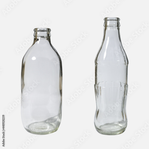 Empty glass bottle isolated on white background, Carbonated drink