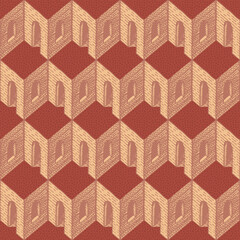 Deken met foto 3D patronen Geometrische daken in rood patroon  © paseven