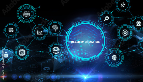 Business, Technology, Internet and network concept. The word Recommendation on the virtual screen.