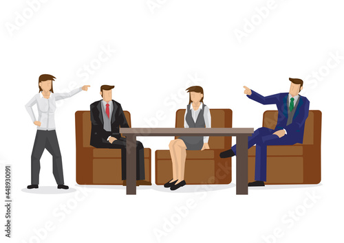 Businessman disagreeing with each other. Arguing and debating during office negotiations.