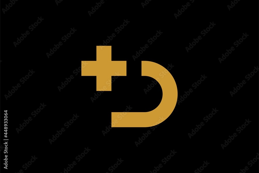 Fototapeta premium Letter D and cross logo design vector. Monogram D logo symbol.