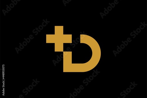 Letter D and cross logo design vector. Monogram D logo symbol.