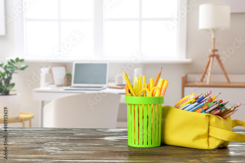 Set of school supplies on t...