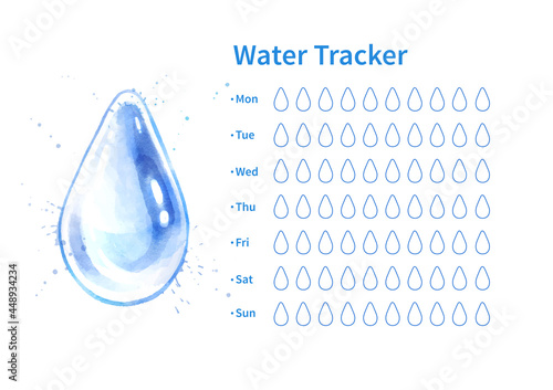 Water tracker with water drop