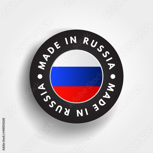 Made in Russia text emblem badge, concept background Free Download Made in Russia text emblem badge, concept background - GFXLoad