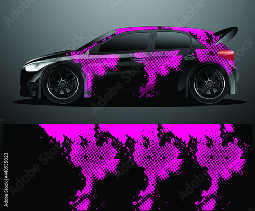 Rally car decal graphic wrap vector, abstract background