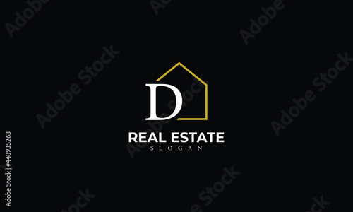 Alphabet D Real Estate Monogram Vector Logo Design, Letter D House Icon Template