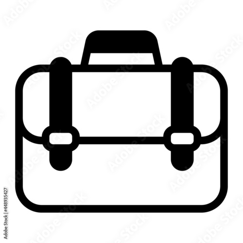 Briefcase icon with glyph style. Suitable for website design, logo, app and UI. Based on the size of the icon in general, so it can be reduced.