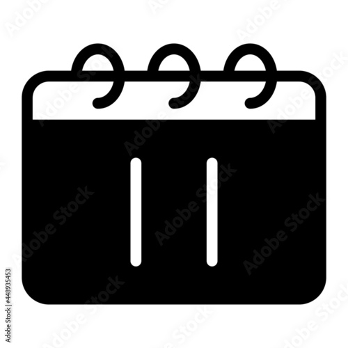 Calendar icon with glyph style. Suitable for website design, logo, app and UI. Based on the size of the icon in general, so it can be reduced.