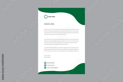 Simple creative and Clean green Color Vector Letter Head Template