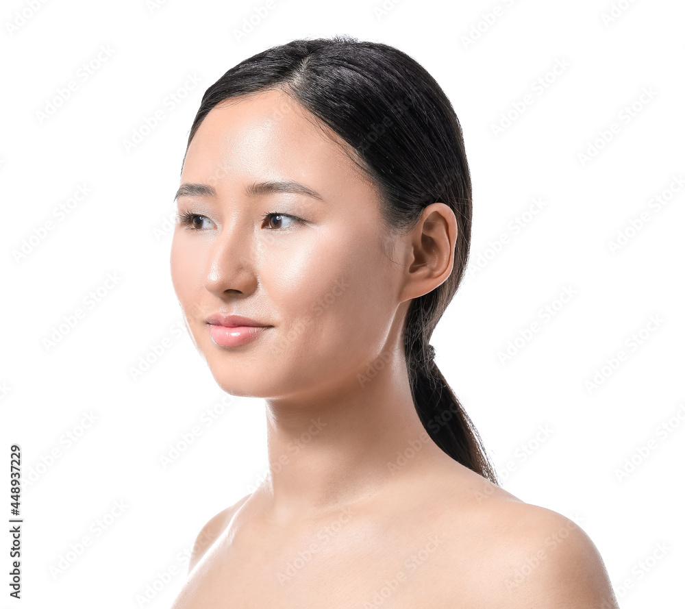 Beautiful young woman on white background Beautiful young woman on white background