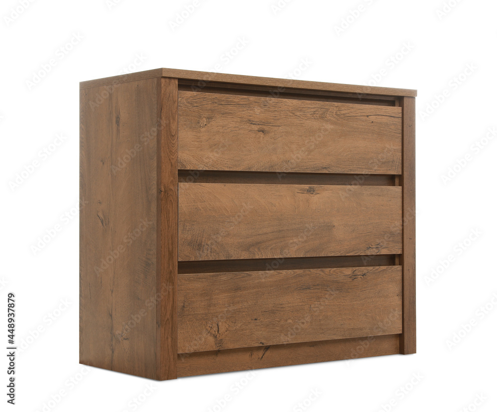 Wooden chest of drawers isolated on white Wooden chest of drawers isolated on white