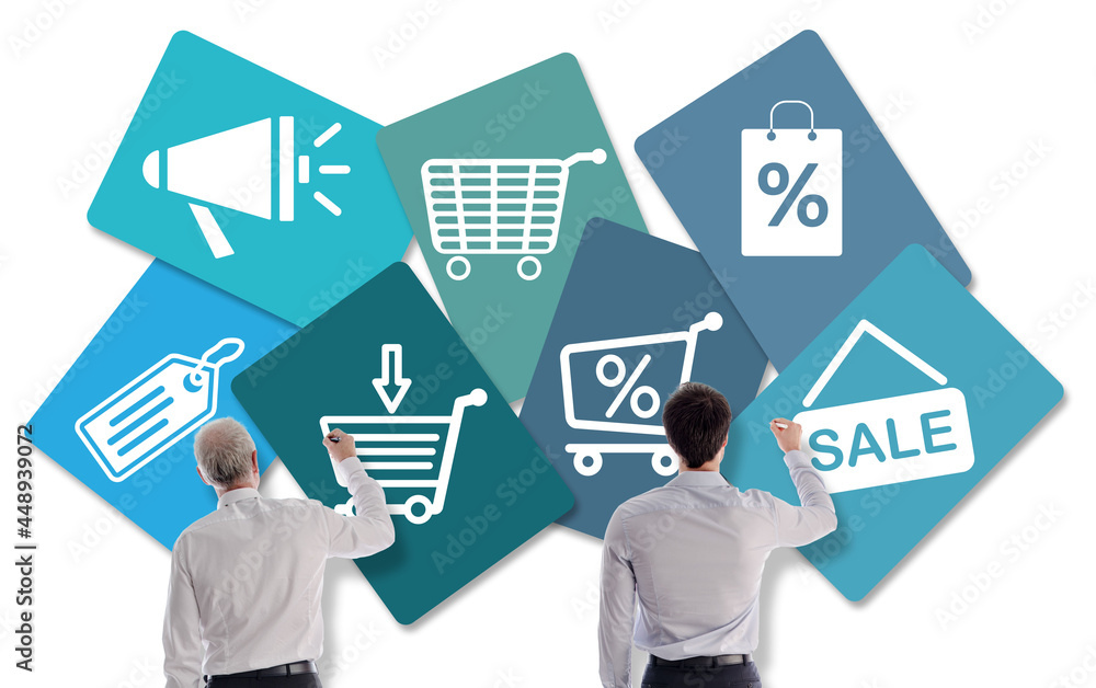 Sale concept drawn by businessmen Sale concept drawn by businessmen