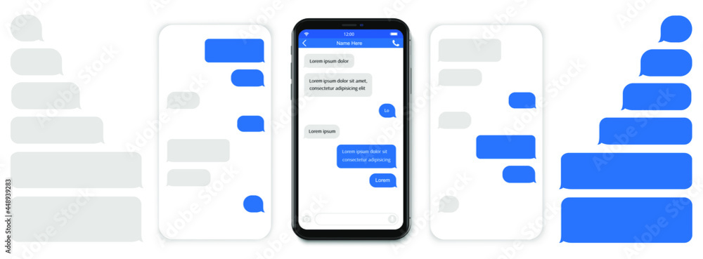 Text Messaging. Smartphone, Mobile Phone Template realistic vector illustration. Speech Bubble. Discussion. Text Messaging. Smartphone, Mobile Phone Template realistic vector illustration. Speech Bubble. Discussion.