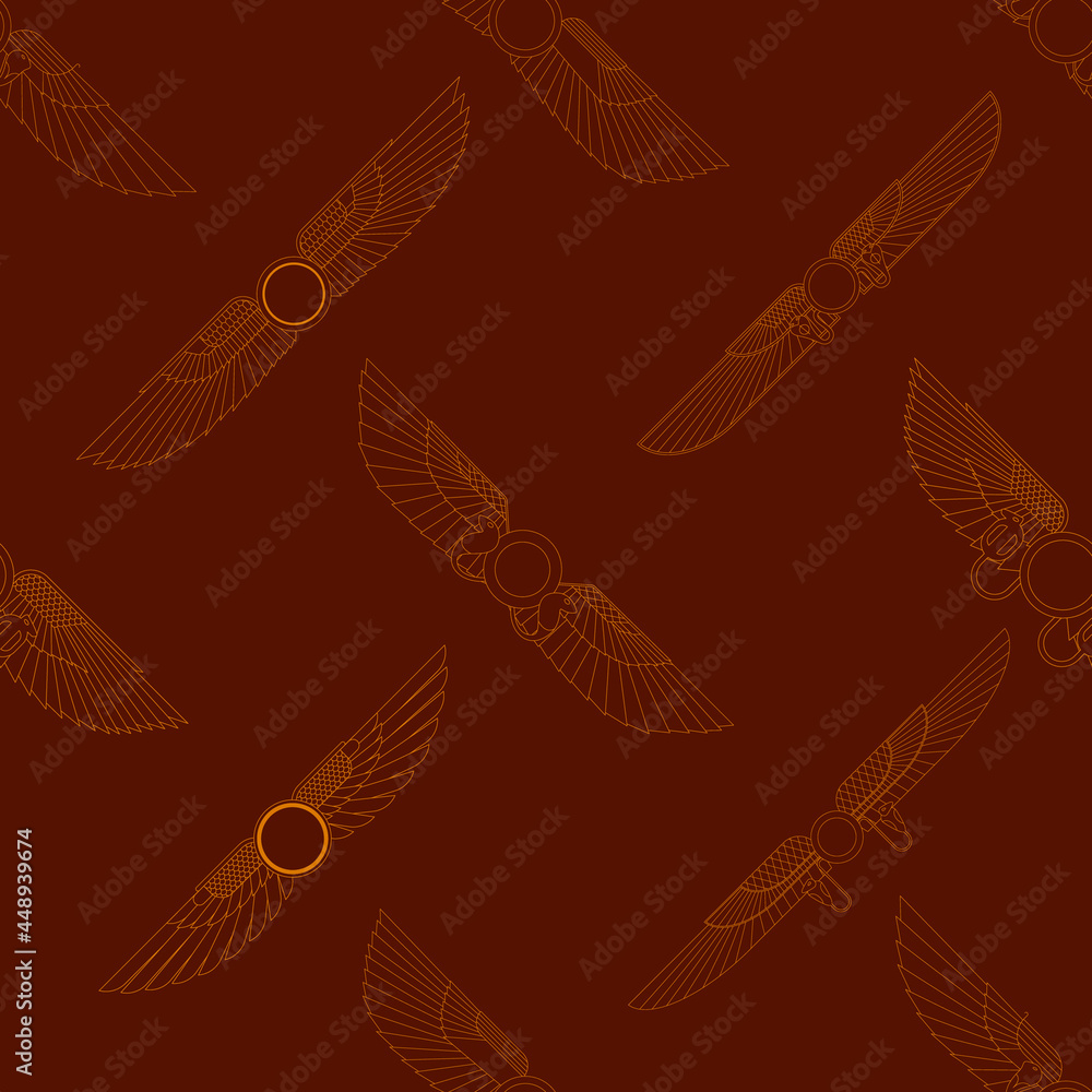 Seamless pattern with ancient egyptian symbol Winged sun for your project Seamless pattern with ancient egyptian symbol Winged sun for your project