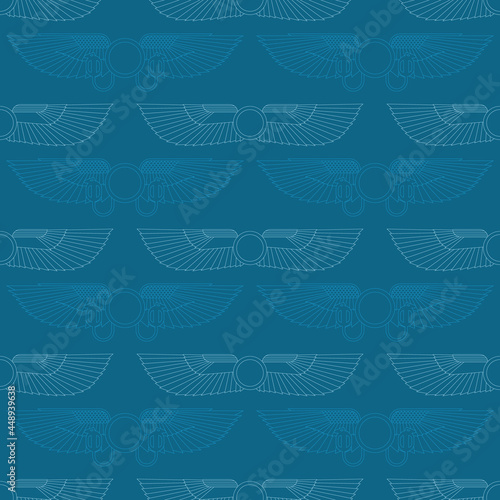 Seamless pattern with ancient egyptian symbol Winged sun for your project