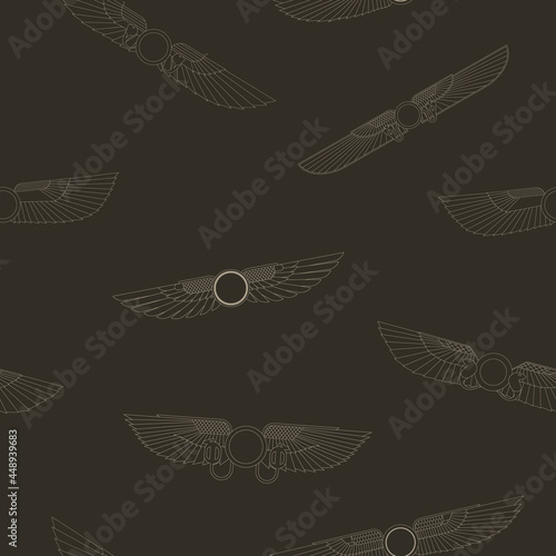 Seamless pattern with ancient egyptian symbol Winged sun for your project