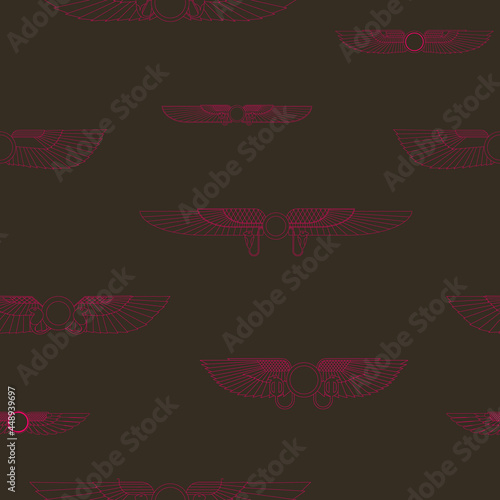 Seamless pattern with ancient egyptian symbol Winged sun for your project