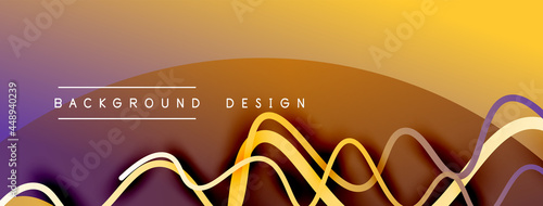 Abstract gradient background with wave line with shadow effect. Geometric composition. 3D shadow effects and fluid gradients