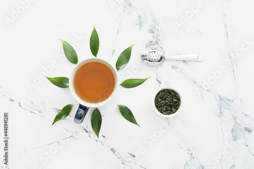 Cup of tea and dry leaves o...