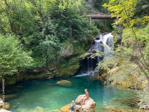 Sum Falls in the Vintgar Gorge or Bled Gorge - Bled, Slovenia (Triglav National Park) - Der Wasserfall Sum am Ende der Vintgar-Klamm / Vintgarklamm - Bled, Slowenien (Triglav-Nationalpark) - Slap Šum photo