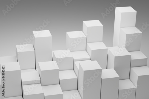 3d render of cubes background. Geometric square blocks on white background. Futuristic abstract background