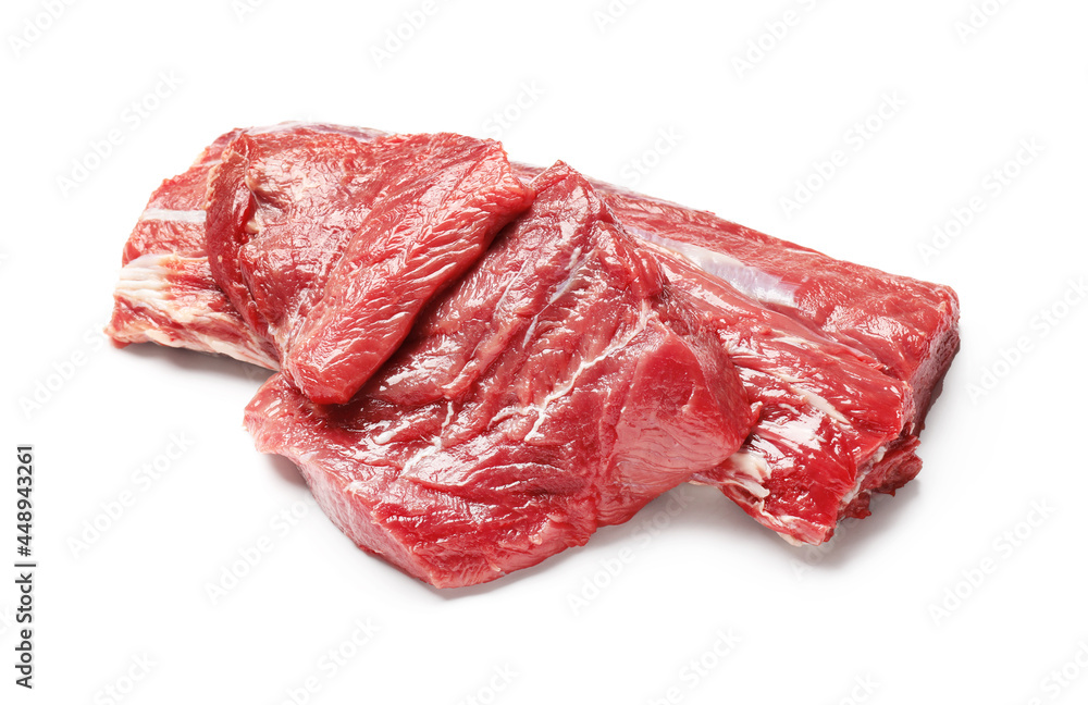 Fototapeta premium Raw beef brisket on white background