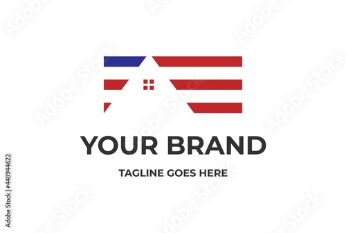 Free Download American USA US Flag with House for Real Estate Logo Design Vector - GFXLoad